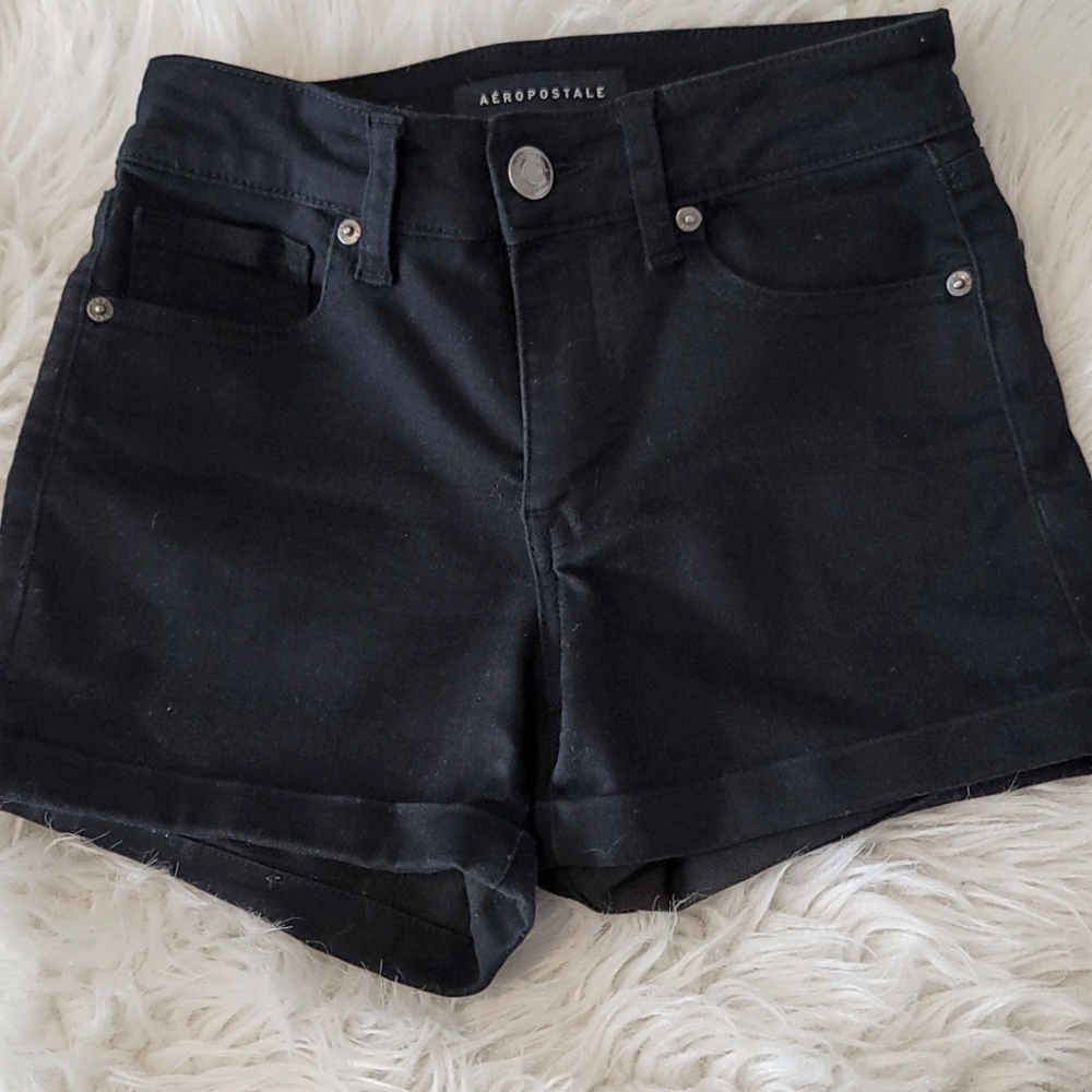 Aeropostale High Rise Midi Shorts Black size 00